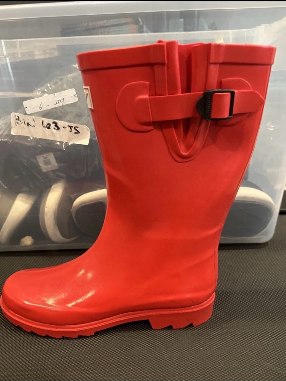 Forever Young Womens Red Buckle Short Rain Boots Waterproof Rubber Size 6 M US